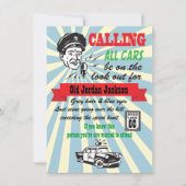 お年寄りスピード違反警官 誕生日招待状 招待状 (正面)