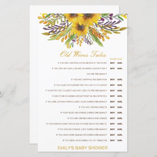 お年寄り妻が赤ちゃんのシャワーを答えて語る (正面/裏面)