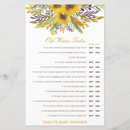 お年寄り妻が赤ちゃんのシャワーを答えて語る (正面)