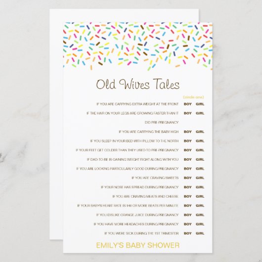 お年寄り妻が赤ちゃんのシャワーを答えて語る (正面/裏面)