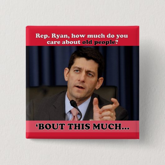 お年寄り気にはいくらだ? 缶バッジ (正面)