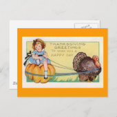 「お幸せな日を祈る」感謝祭はがき シーズンポストカード (正面/裏面)