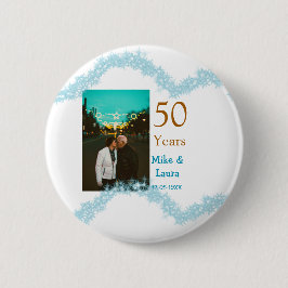 お幸せに50周年記念 + 夫婦の名前 + 結婚記念日 缶バッジ