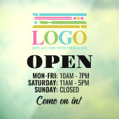 お店のロゴが入ったオープン時間ステッカー ウィンドウサイン (シート3)