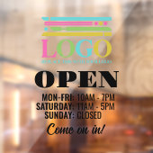 お店のロゴが入ったオープン時間ステッカー ウィンドウサイン (シート2)