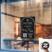 お店のロゴ入り営業時間ドアステッカー ウィンドウサイン (カフェ窓)