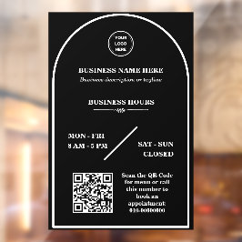 お店のロゴ入り営業時間ドアステッカー ウィンドウサイン