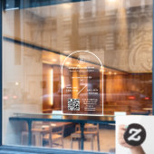 お店のロゴ入り営業時間ドアステッカー ウィンドウサイン (カフェ窓)