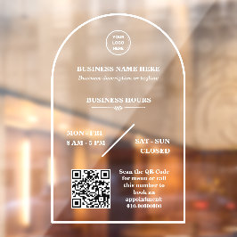 お店のロゴ入り営業時間ドアステッカー ウィンドウサイン