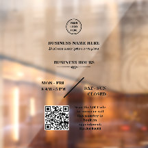 お店のロゴ入り 開店時間 ドアステッカー