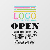 お店のロゴ　ご来店お待ちしております　営業時間 ウィンドウサイン (シート)