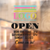 お店のロゴ　ご来店お待ちしております　営業時間 ウィンドウサイン (シート2)