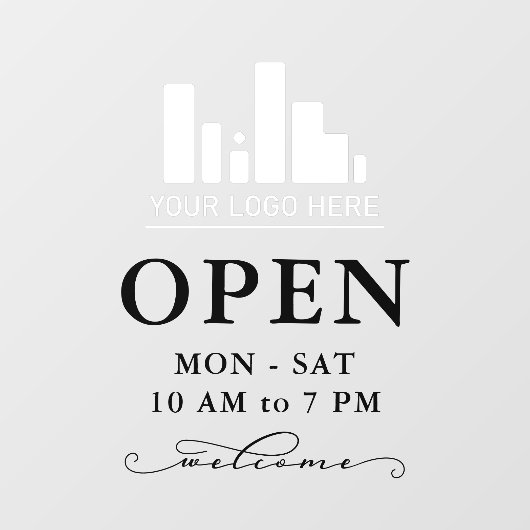 お店のロゴ スワイリー ブラック ウェルカム オープンアワー ウィンドウサイン (シート)