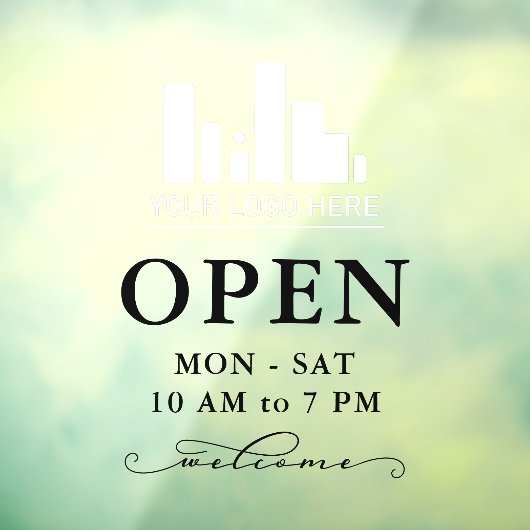 お店のロゴ スワイリー ブラック ウェルカム オープンアワー ウィンドウサイン (シート3)