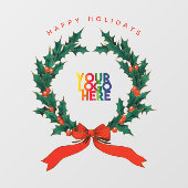 お店のロゴ ヴィンテージクリスマス ベリーリース ウィンドウサイン (シート)