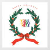 お店のロゴ ヴィンテージクリスマス ベリーリース ウィンドウサイン (シート)