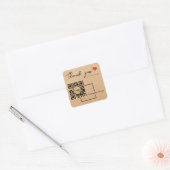 お店のロゴQRコード ラスティック クラフト ありがとう スクエアシール (封筒)