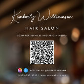 お店の名前 おしゃれなシグネチャースクリプト QRコード ウィンドウサイン