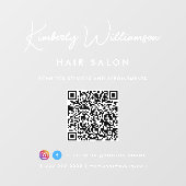 お店の名前 おしゃれなシグネチャースクリプト QR コード ウィンドウサイン (シート)