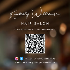 お店の名前 おしゃれなシグネチャースクリプト QR コード ウィンドウサイン