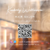 お店の名前 おしゃれなシグネチャースクリプト QR コード ウィンドウサイン (シート2)