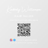 お店の名前 おしゃれなシグネチャースクリプト QR コード ウィンドウサイン (シート)