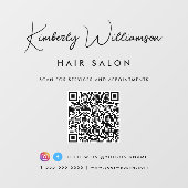 お店の名前 おしゃれな署名スクリプト QR コード ウィンドウサイン (シート)