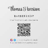 お店の名前 おしゃれな署名スクリプト QR コード ウィンドウサイン (シート)