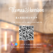 お店の名前 おしゃれな署名スクリプト QR コード ウィンドウサイン (シート2)