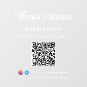 お店の名前 おしゃれな署名スクリプト QR コード ウィンドウサイン (シート)