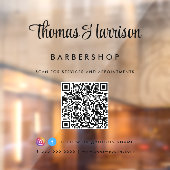 お店の名前 おしゃれな署名スクリプトQRコード ウィンドウサイン (シート2)