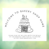 お店の名前 ベーカリー ショップ QR コード ウィンドウ クリングへようこそ ウィンドウサイン (シート3)