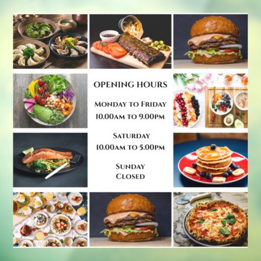 お店の営業時間カスタム10点 ビジネス フォト ウィンドウサイン (シート3)