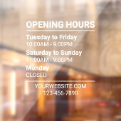 お店の営業時間サイン ウェブサイト 電話番号 窓用シール 3行 ウィンドウサイン (シート2)