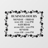 お店の営業時間 おしゃれな花のドア ウィンドウサイン (シート)