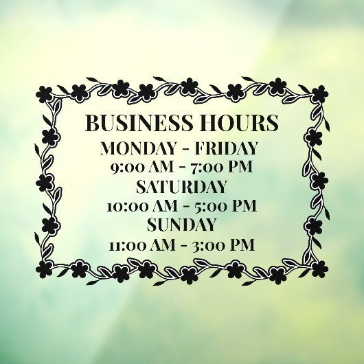 お店の営業時間 デコレーション 花のドア ウィンドウサイン (シート3)