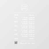 お店の営業時間 休憩時間 QRコード 窓用ステッカー モダン ウィンドウサイン (シート)