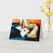 お座りなさい、治って、早く元気になれ！ カード (黄色い花)