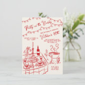 お庭での手描きBBQパーティー 招待状 (スタンド正面)