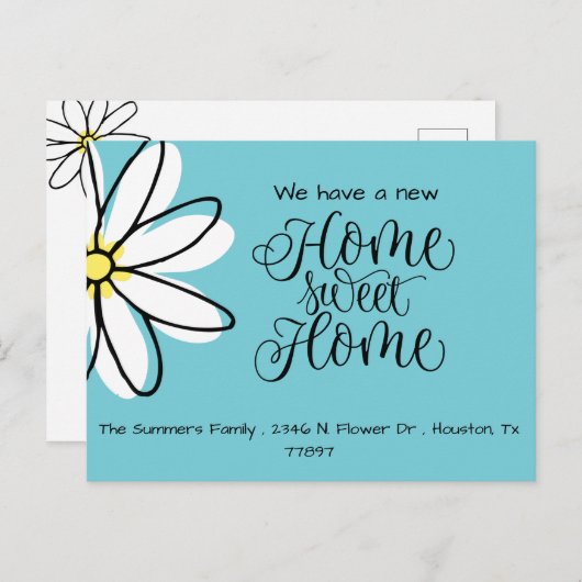 お引越ししました ダイジー 新住所のお知らせ 青 案内ポストカード (正面/裏面)