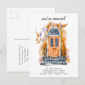 お引越ししました - モダンな新住所 水彩ドア 案内ポストカード (正面/裏面)