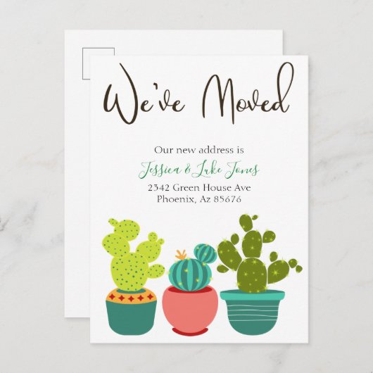 お引越ししました 新住所のお知らせ カクタス 案内ポストカード (正面/裏面)