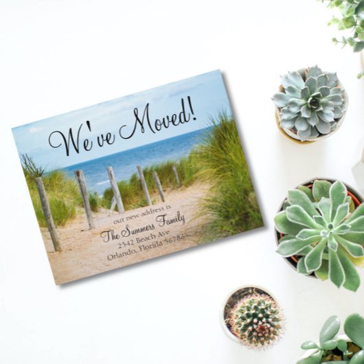 お引越ししました 新住所のお知らせ 海岸 海洋 案内ポストカード