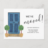 お引越ししました 新住所 ブルーの水彩ドア 案内ポストカード (正面)