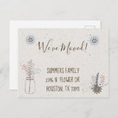 お引越ししました 花の新しい住所のお知らせ 現代的 案内ポストカード (正面/裏面)