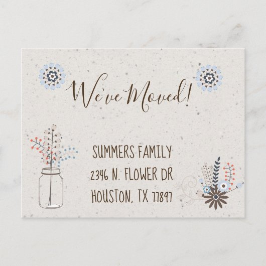 お引越ししました 花の新しい住所のお知らせ 現代的 案内ポストカード (正面)