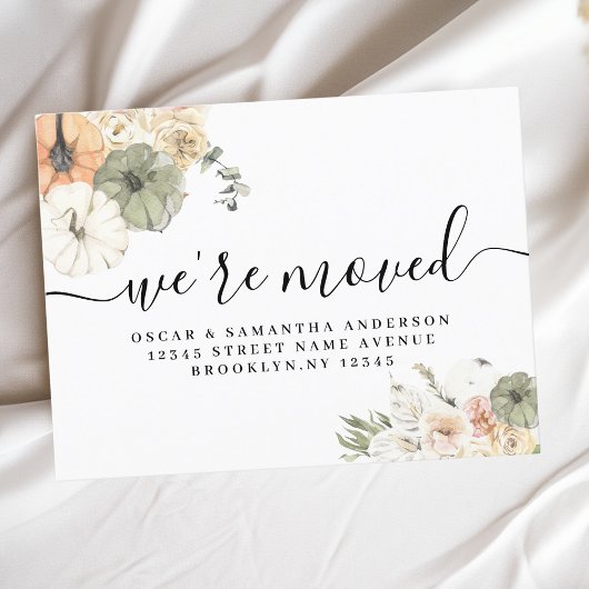 お引越しのお知らせカード | 秋の水彩パンプキン 案内ポストカード