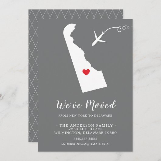 お引越しのお知らせ | デラウェア州 招待状 (正面/裏面)
