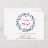 お引越しのお知らせ,ホリデーブルー wreath, 新住所 案内ポストカード (正面/裏面)