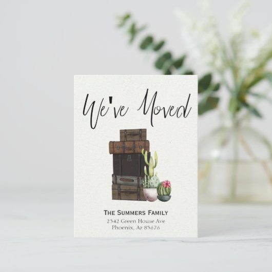お引越しのお知らせ 引っ越しました サボテン 案内ポストカード (スタンド正面)